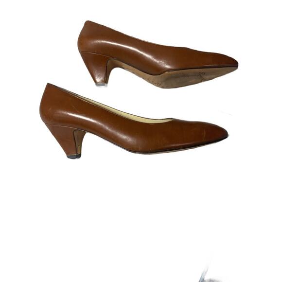 VTG 80s/90s David Evins Chestnut Leather Pumps Heels Shoes Made in Italy Sz 9B - Picture 2 of 10